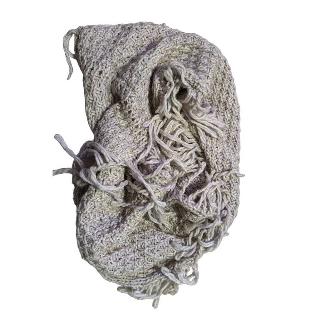 Cintelli E Galluzzo Fringe Tan Infinity Scarf Alpaca Wool Made In Italy